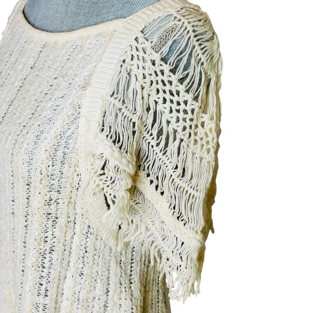 Free People Blackbird Crochet Top, Y2K Knit Blouse Summer Beach Boho Cottagecore